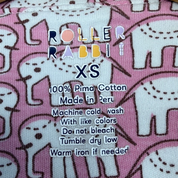 Roller Rabbit Hathi Polo Pajamas Womens XS Pink White Elephant Short Sleeve Pjs - Picture 9 of 16